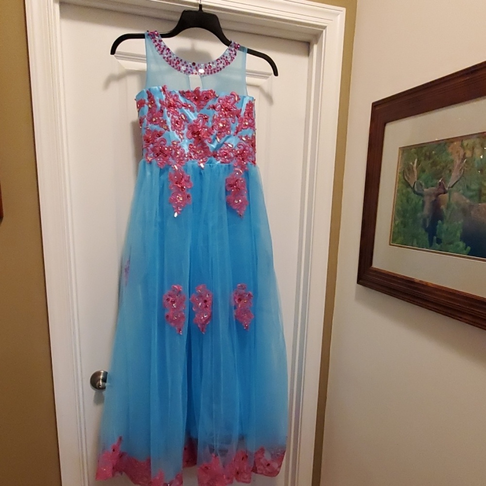 Pink/Robin egg blue formal dress
